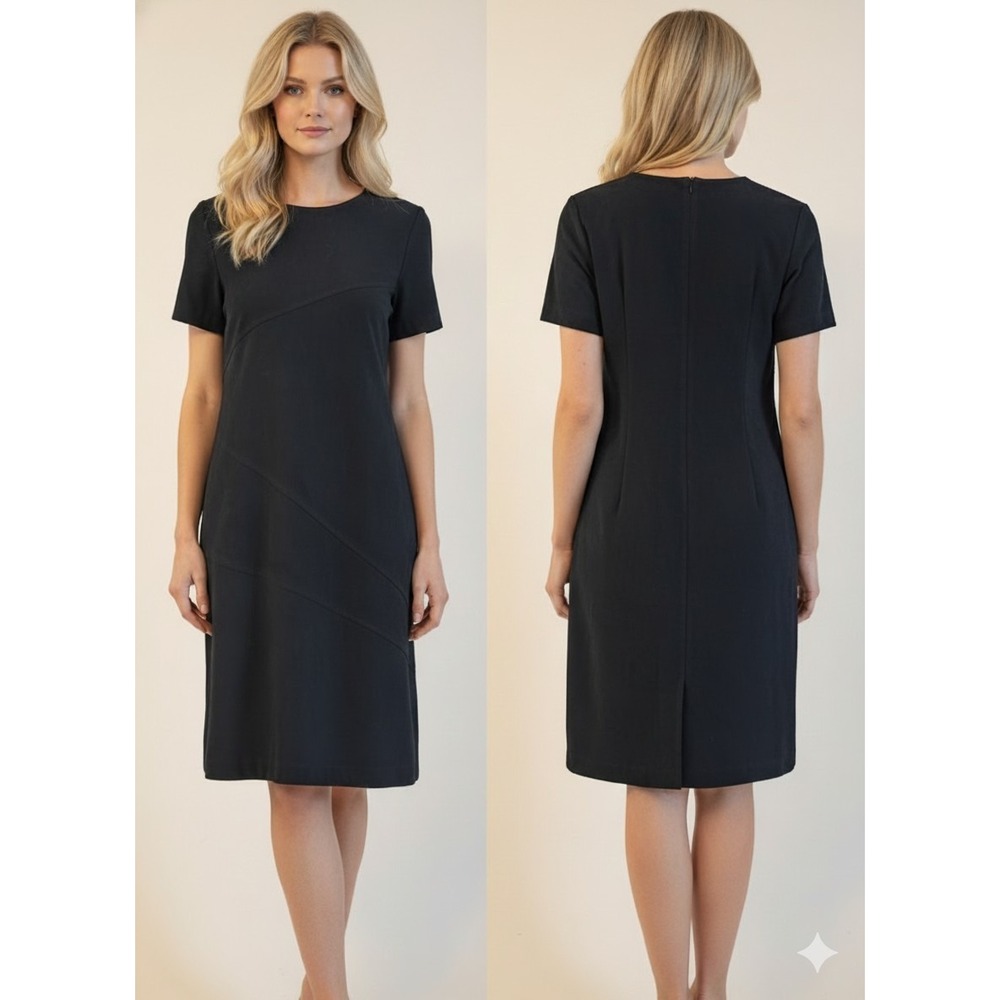Maren Vintage Micro Suede Black‎ Dress Size 14 Back Zipper - Picture 2 of 7